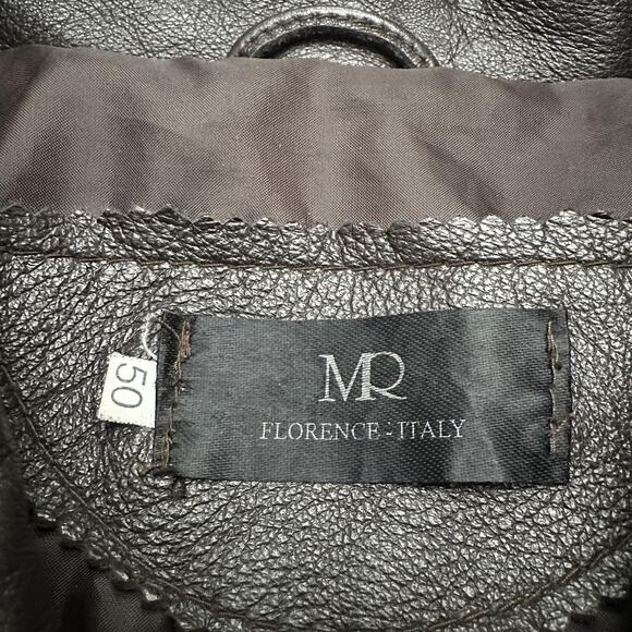 MR Florence Italy Jacket Mens 50 Brown Leather Bomber Made In Italy Full Zip - Picture 9 of 16